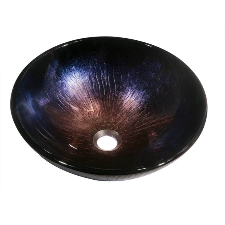 Dawn Dawn® Tempered glass, hand-painted glass vessel sink-round shape, Dark Violet