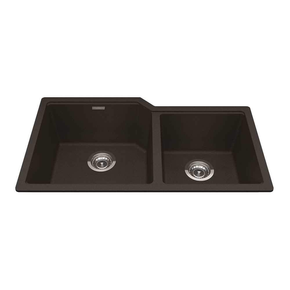 Kindred Granite Series 33.88-in LR x 19.69-in FB Undermount Double Bowl Granite Kitchen Sink in Mocha