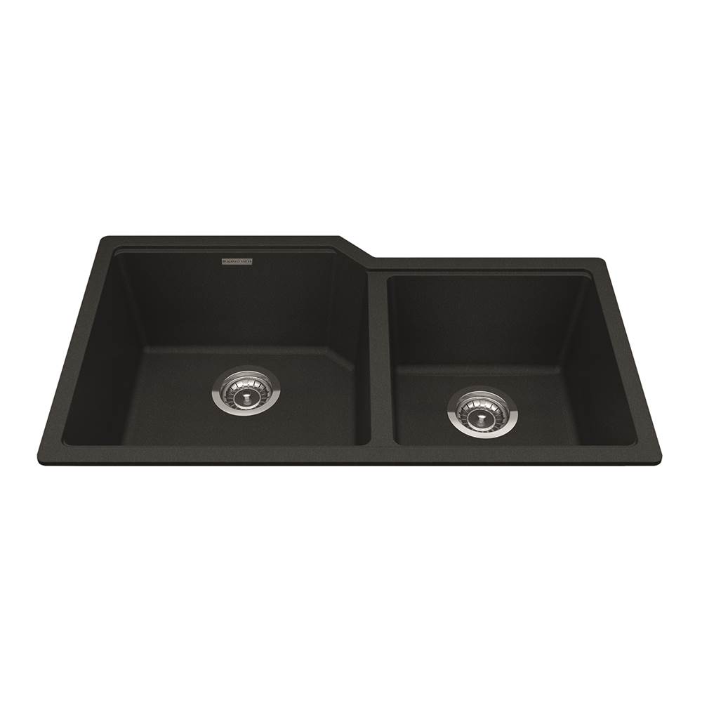Kindred Granite Series 33.88-in LR x 19.69-in FB Undermount Double Bowl Granite Kitchen Sink in Onyx