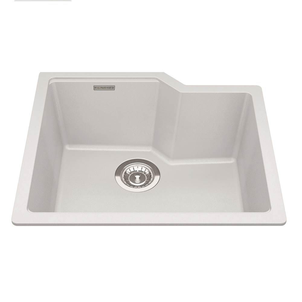 Kindred Granite Series 22.06-in LR x 19.69-in FB Undermount Single Bowl Granite Kitchen Sink in Polar White