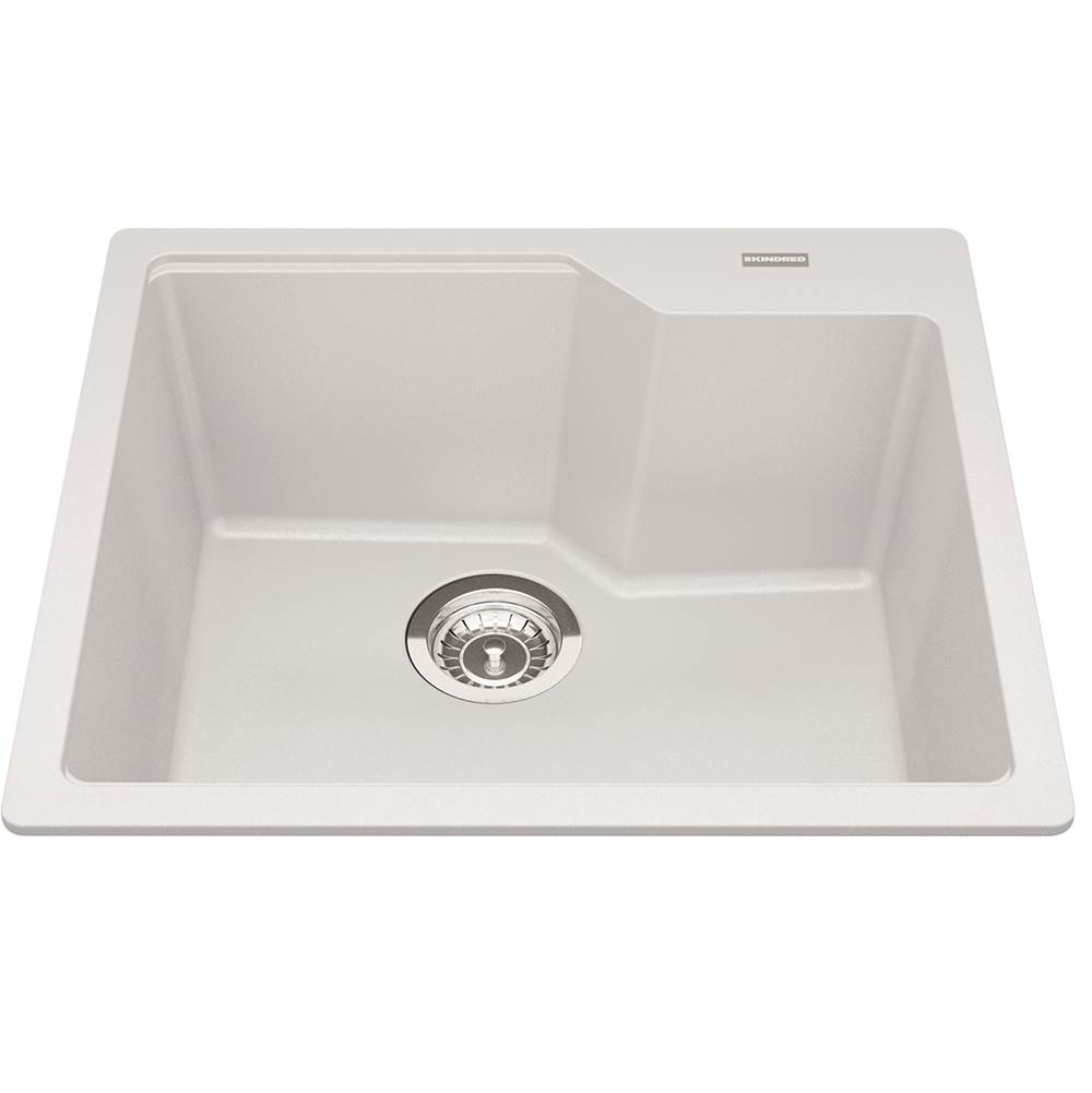 Kindred Granite Series 22.06-in LR x 19.69-in FB x 9.06-in DP Drop In Single Bowl Granite Kitchen Sink, MGSM2022-9PWTN