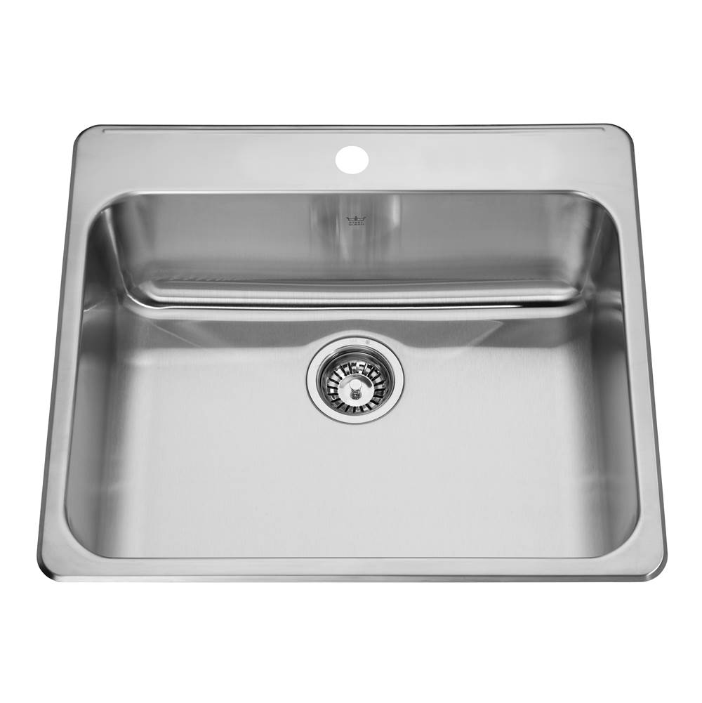 Kindred Steel Queen 25.25-in LR x 22-in FB x 8-in DP Drop In Single Bowl 1-Hole Stainless Steel Kitchen Sink, QSLA2225-8-1N
