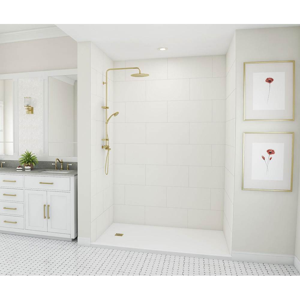 Swan TSMK96-3662 36 x 62 x 96 Swanstone® Traditional Subway Tile Glue up Shower Wall Kit in White